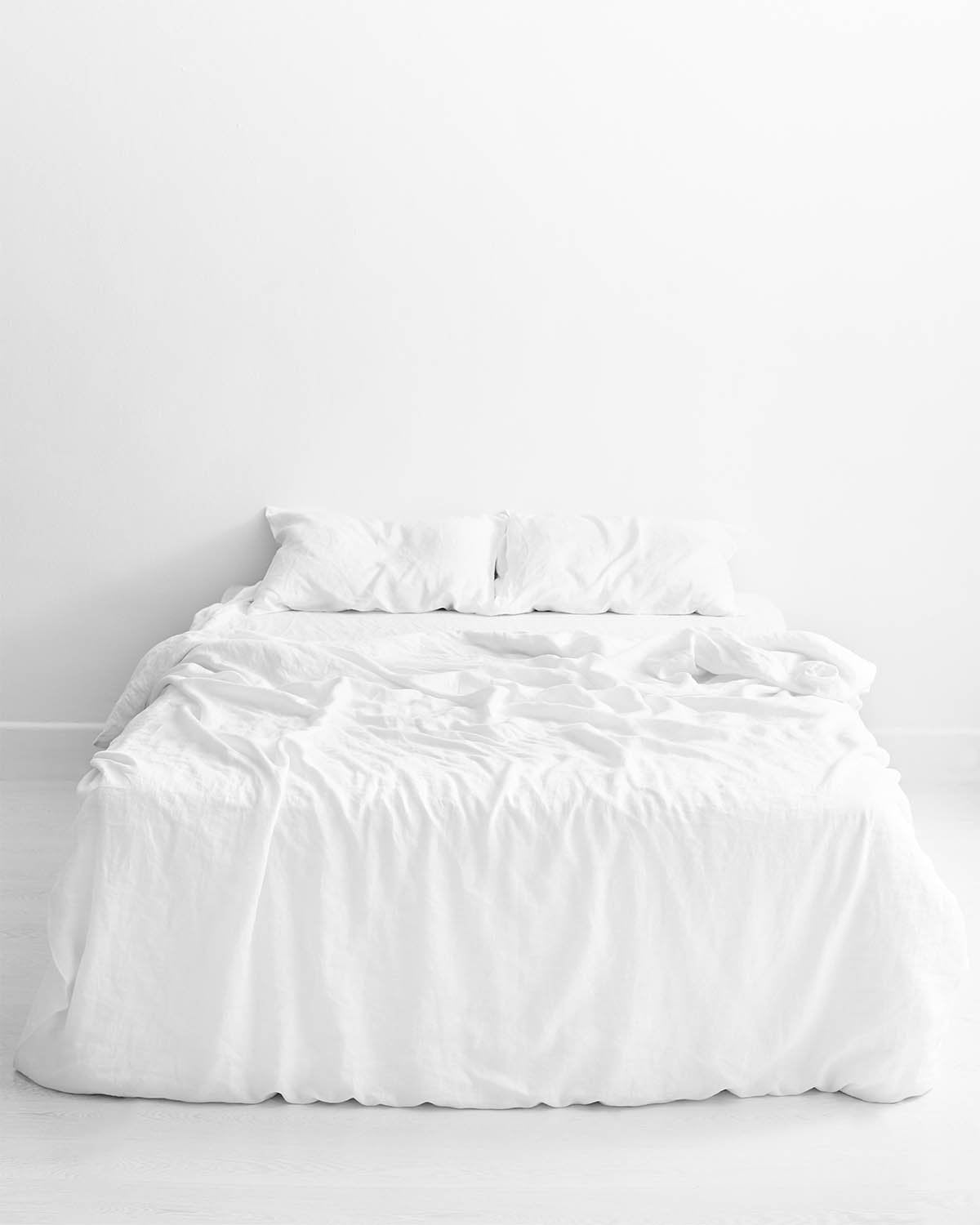 White 100% Flax Linen Pillowcases (Set of Two)